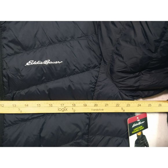 Eddie Bauer Womens Down Packable Lightweight Black Jacket Puffer Coat EB650 XL - Picture 6 of 9